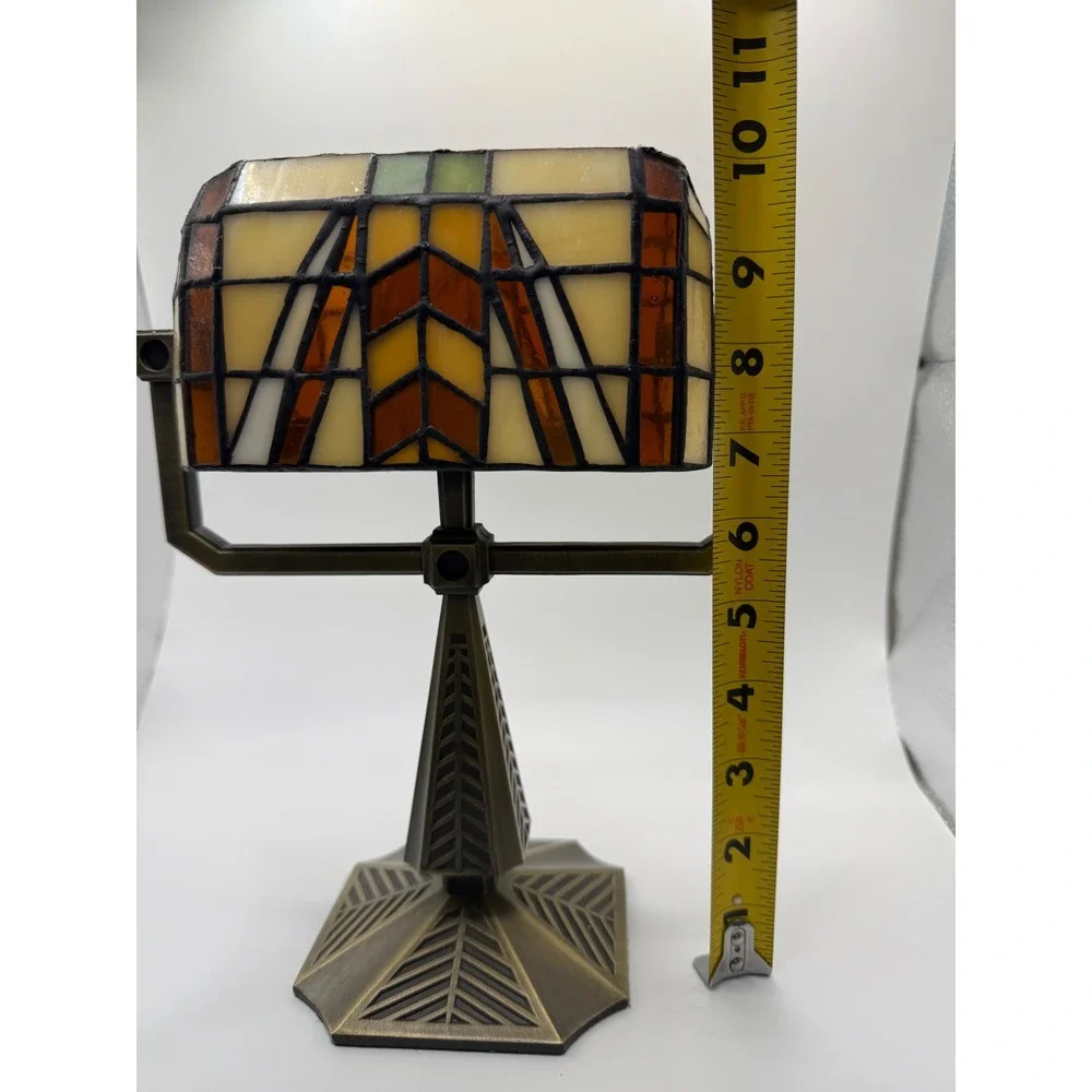PartyLite Candles Artisian Mission Style Stained Glass Bankers Lamp P7782 - Picture 16 of 16